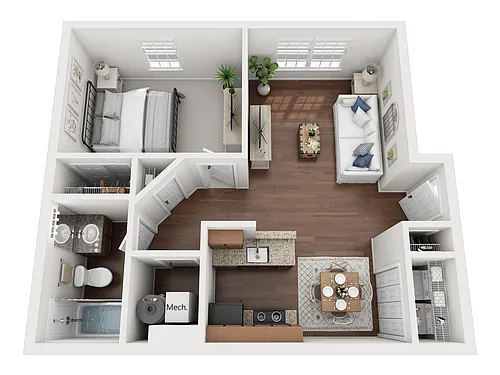 Floor plan One Bedroom, One Bath A