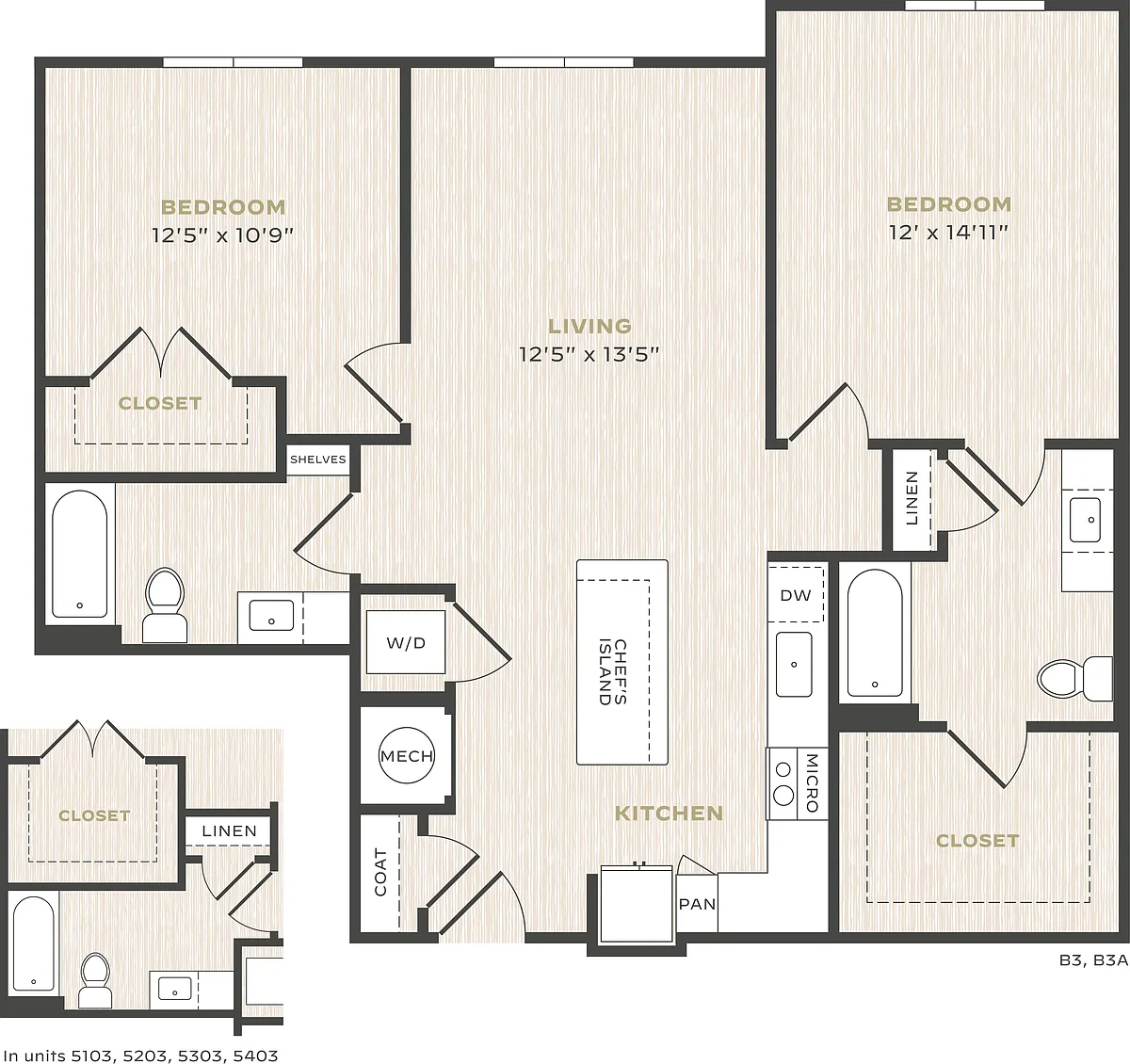 Floor plan 2 Bed/2 Bath-B3