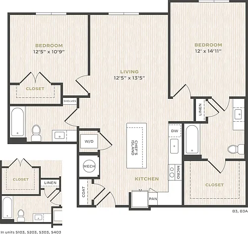 Floor plan 2 Bed/2 Bath-B3