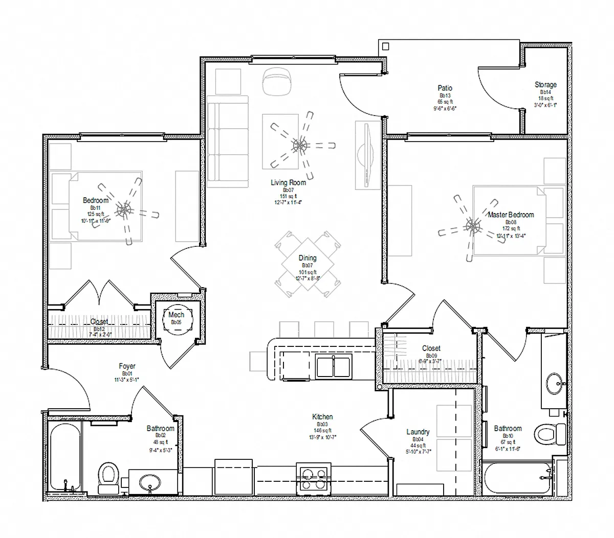 Floor plan 2 Bedrooms
