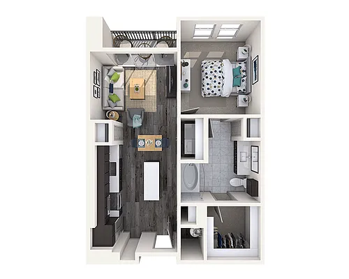 Floor plan One Bedroom A1F