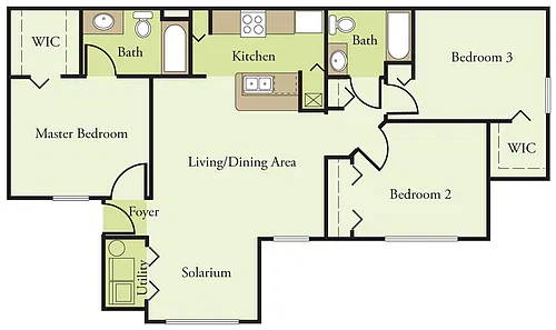 Floor plan Three Bedroom Phase I