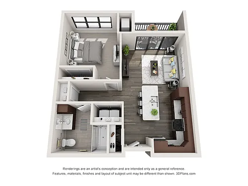 Floor plan Jasper 1 Bed, 1 Bath
