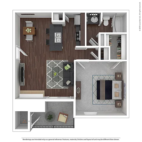 Floor plan 1C - 1 Bedroom (Cancun C)