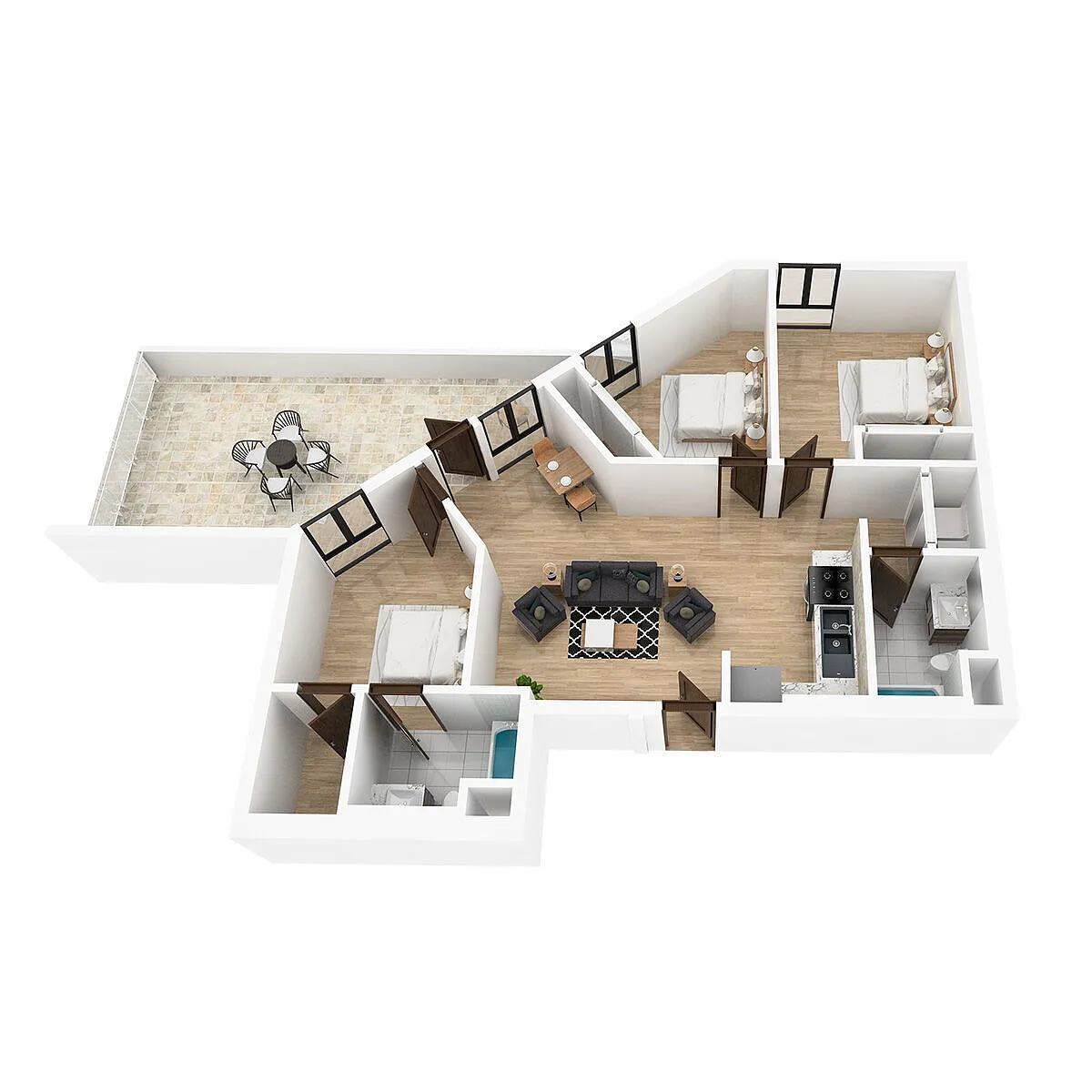 Floor plan 3BD, 2BTH A