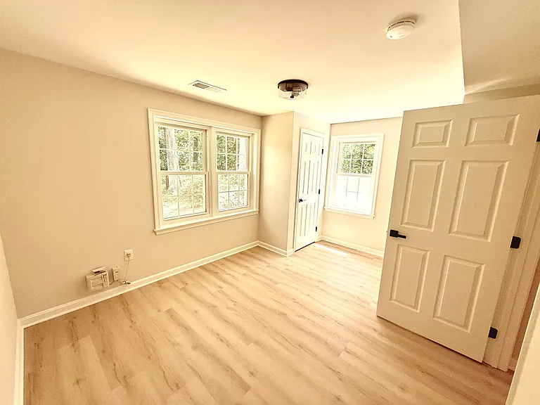 Basement bedroom with bright natural light