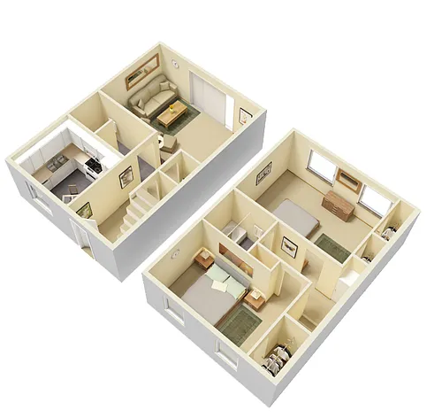 Floor plan 2 Bed Townhouses