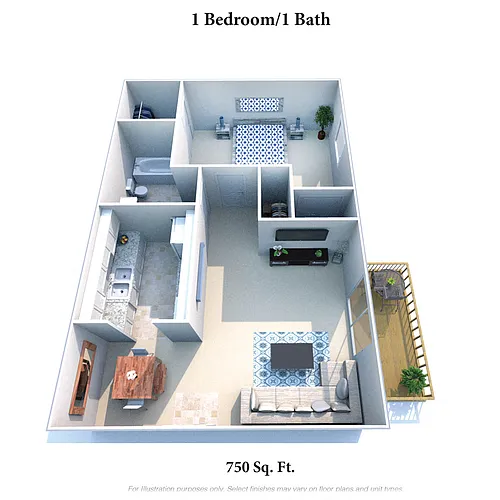 Floor plan 1 Bedroom 1 Bath