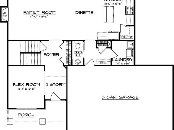 Standard main floor plan of the Maplewood plan.
