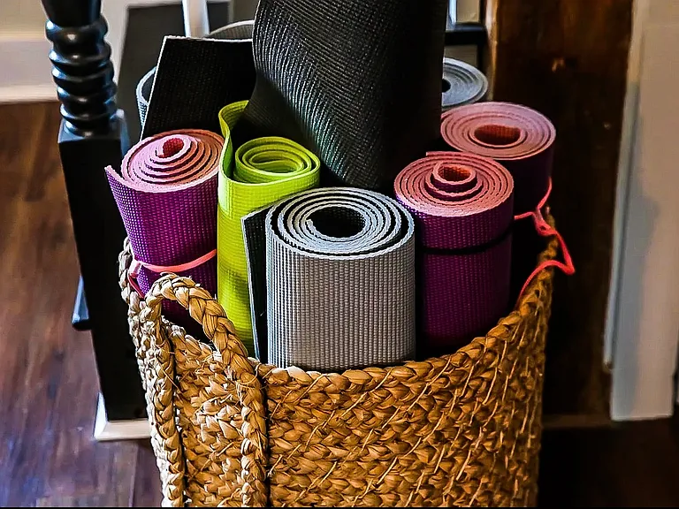 Find Your Balance: Yoga mats ready for stretching or quiet reflection.