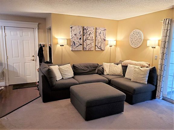 Front door and living room