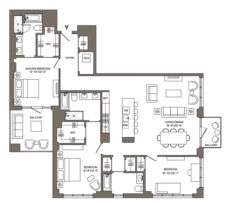 Floor plan SW 3BR