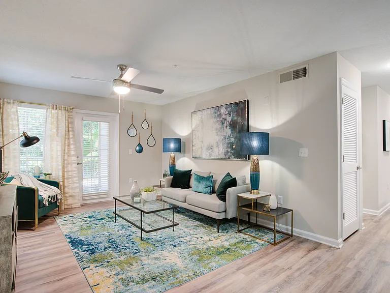 Spacious Living Room with Private Patio Access