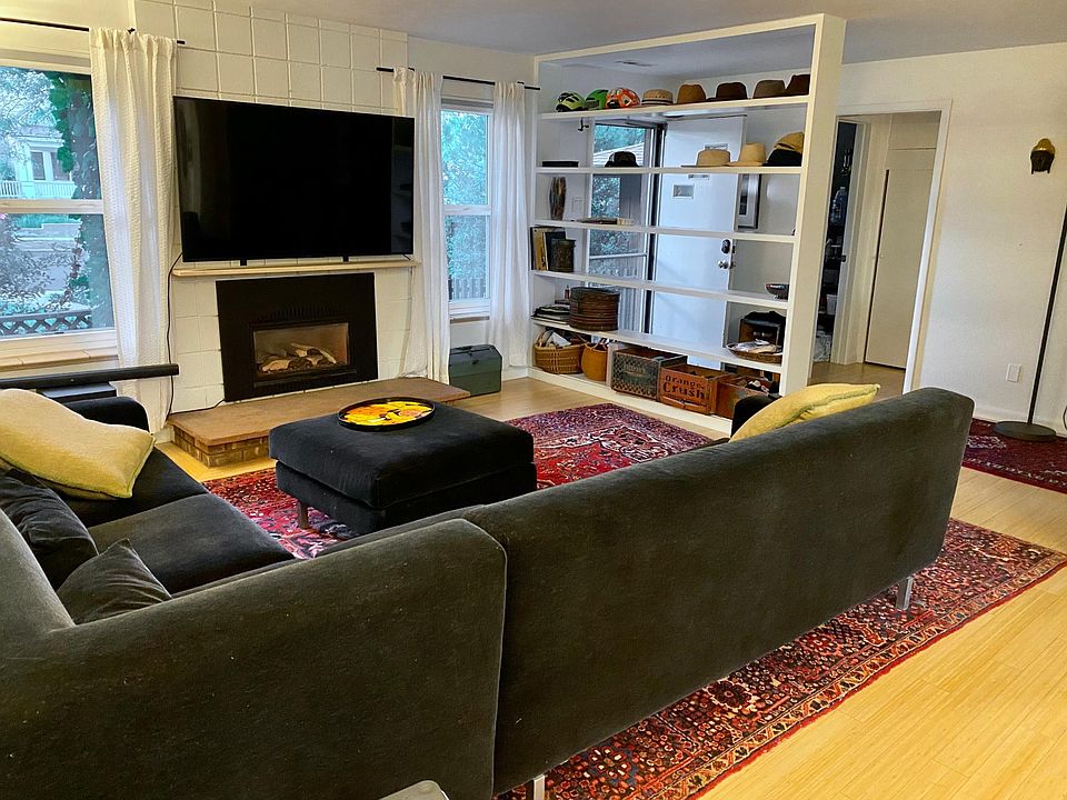 Living/dining area is a spacious open floor plan with gas fireplace in addition to the furnace.