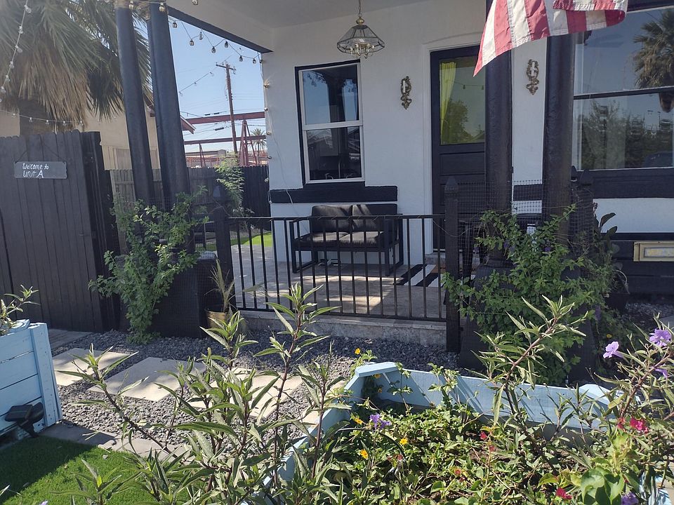 Unit A gated entry and view of front porch
