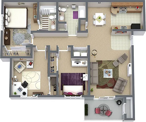 Floor plan 2 bed 2 bath