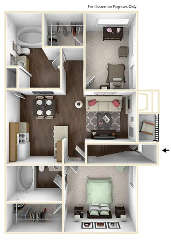 Floor plan 2 Bedroom 2 Bath