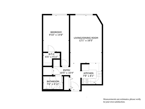 Floor plan 1 Bed 1 Bath