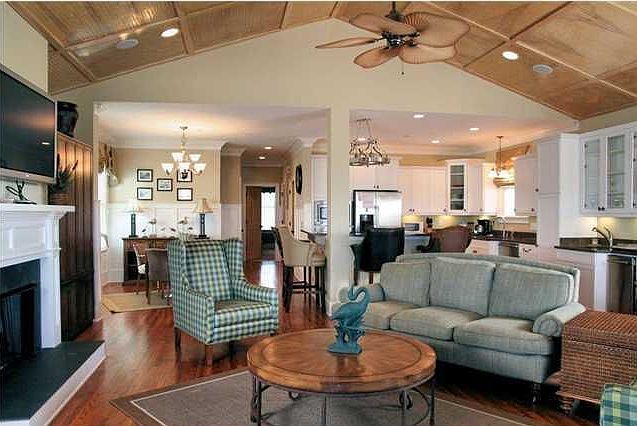 Open Great Room with vaulted ceilings