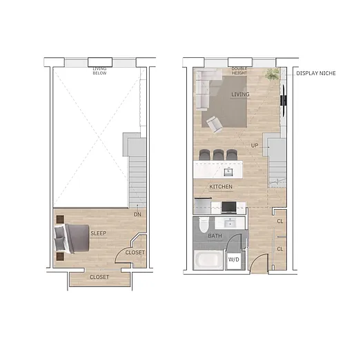Floor plan Loft|One Bedroom| One Bath