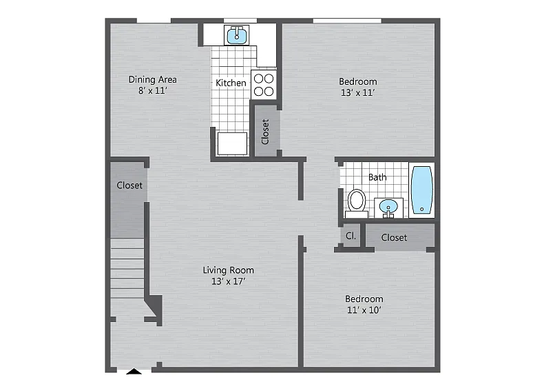 Floor plan 2BR/1BA