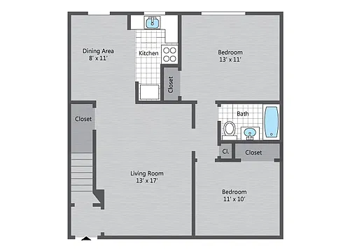 Floor plan 2BR/1BA