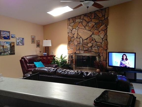 View of living room (from kitchen "bar")