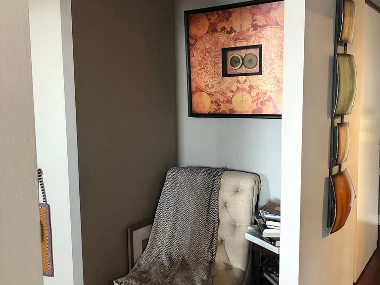 Reading nook off of the kitchen/bathroom