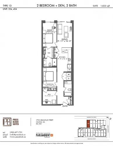 Floor plan 2 Bedroom + Den | Type 13