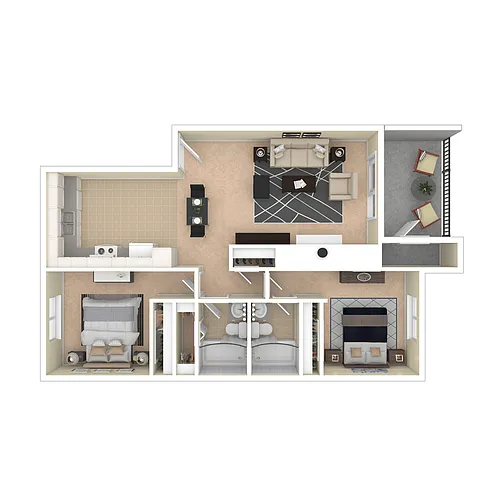 Floor plan 2 Bedroom, 2 Bath B2