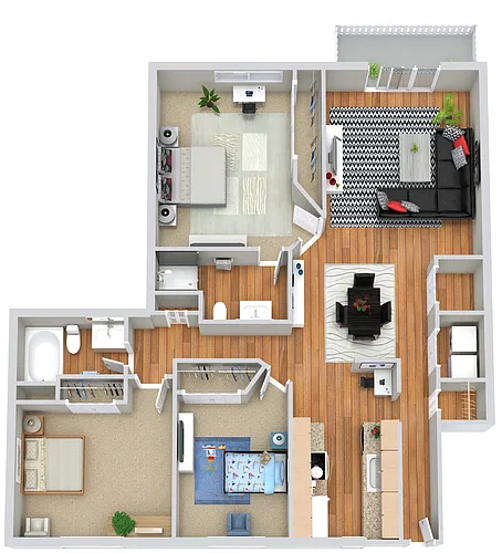 Floor plan 3 Beds | 2 Baths
