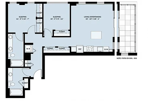 Floor plan 2 Bedroom 2 Bath C8