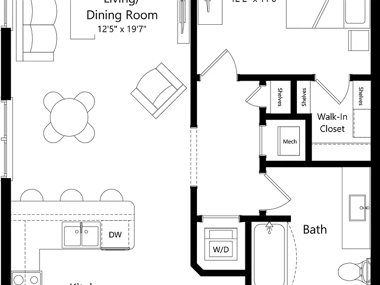 A5 | 1 Bed | 1 Bath floor plan The Navigator