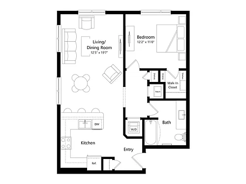 Floor plan A5 | 1 Bed | 1 Bath