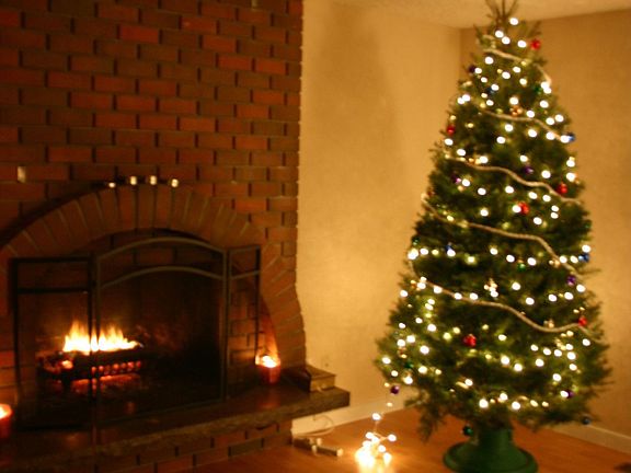 Christmas tree by the fire