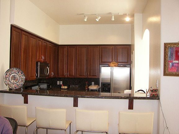 stainless steel, granite, cherry cabs