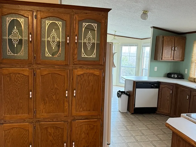 Entryway to kitchen and built in pantry
