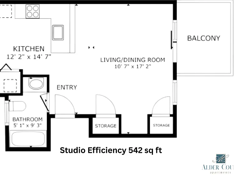 Studio Efficiency l 542 sq ft l Alder Court Studio Efficiency l 542 sq ft l Alder Court