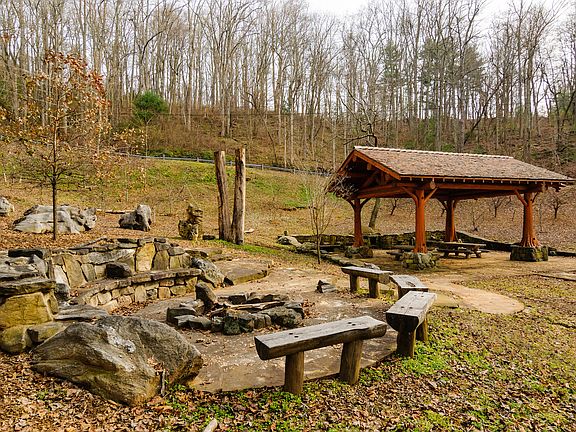 Stone Fire Pit & Pavilion 