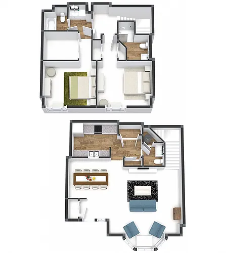 Floor plan Two Bedroom Townehome