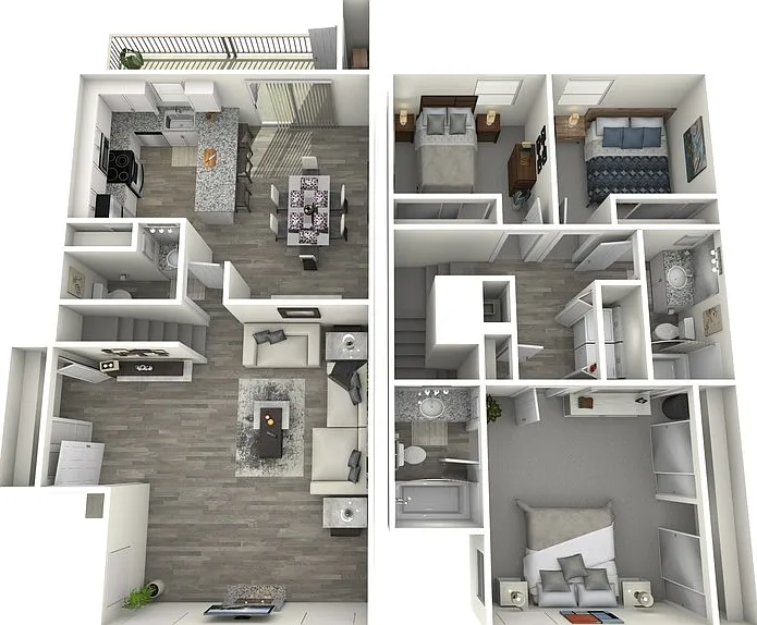 3 Bedroom Townhome Floorplan Diagram