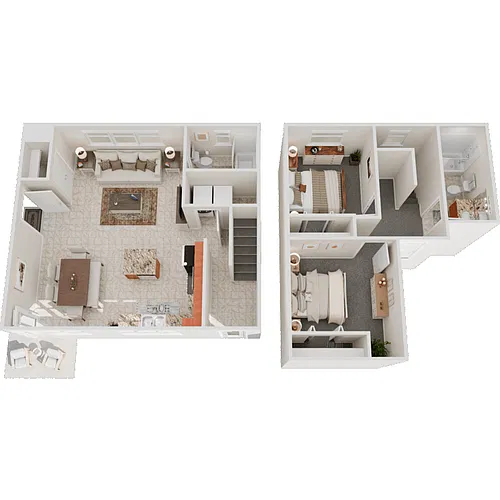 Floor plan 2 Bed 1.5 Bath Townhouse