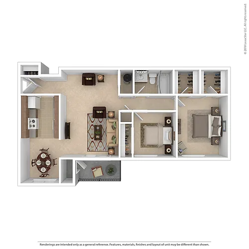 Floor plan 2 Bed 1 Bath A