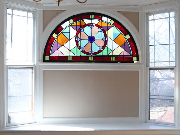 Living Room with stained glass