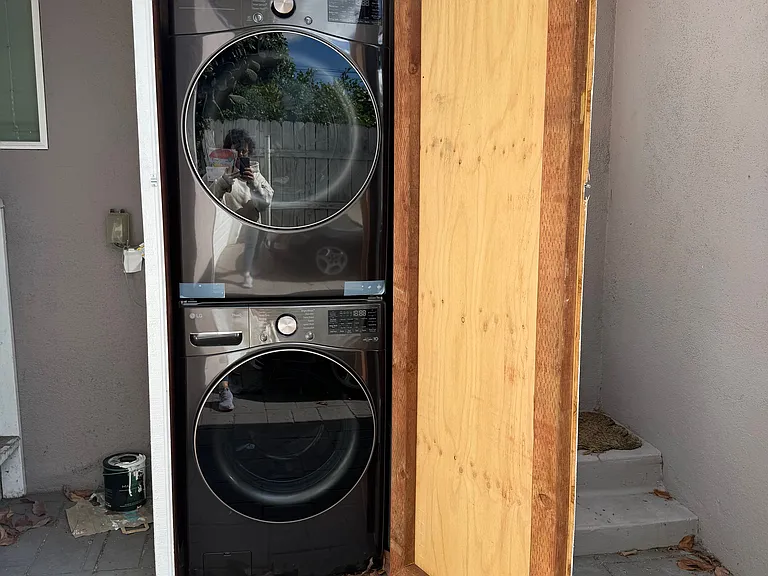 outside washer/dryer. brand new units.