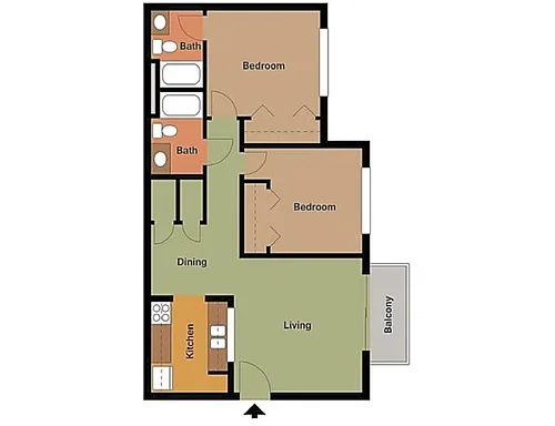 Floor plan Two Bedroom Two Bathroom 60%