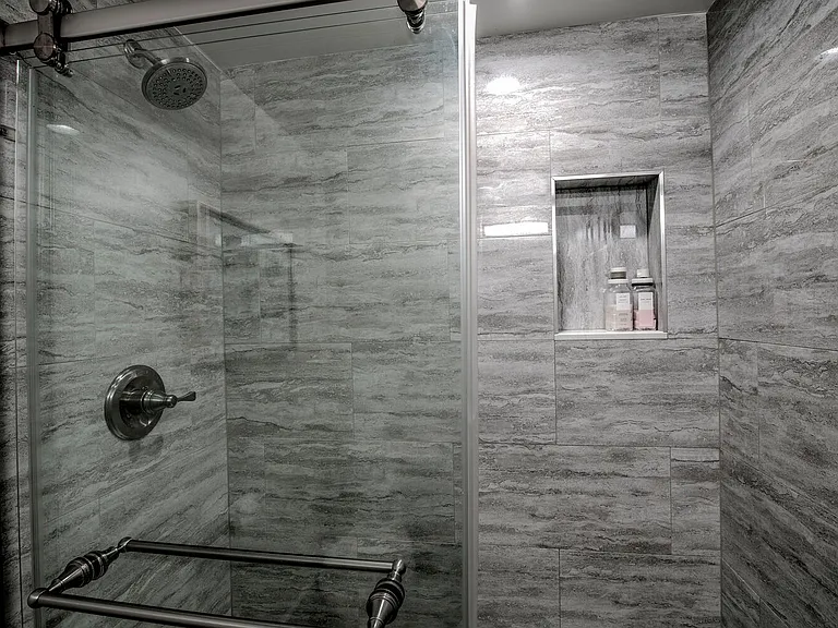 master bathroom with expanded walk-in shower