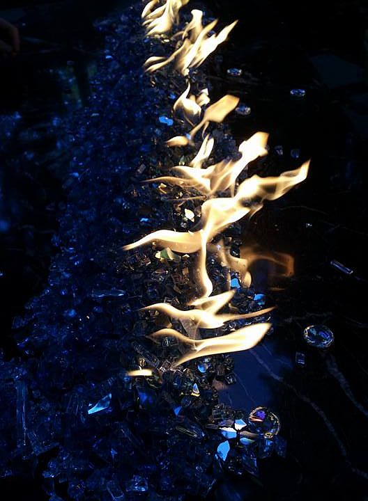 fire table at night