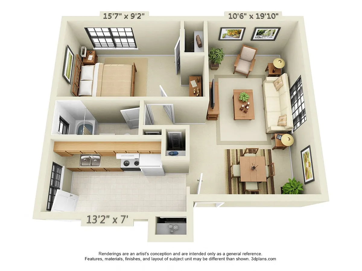 Floor plan 1 Bedroom 1 Bathroom