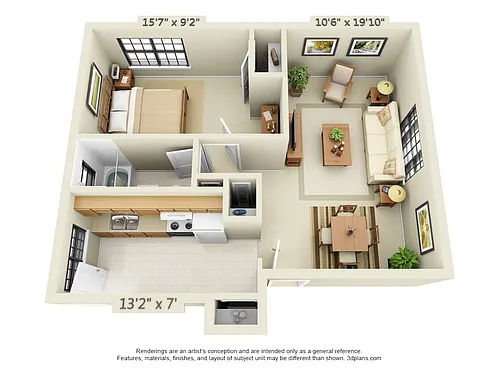 Floor plan 1 Bedroom 1 Bathroom